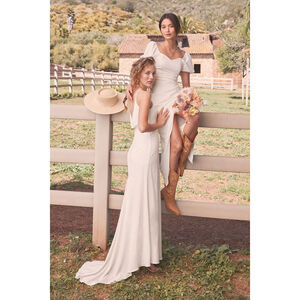 Lulus No Greater Love White Puff Sleeve Maxi Dress - Size L